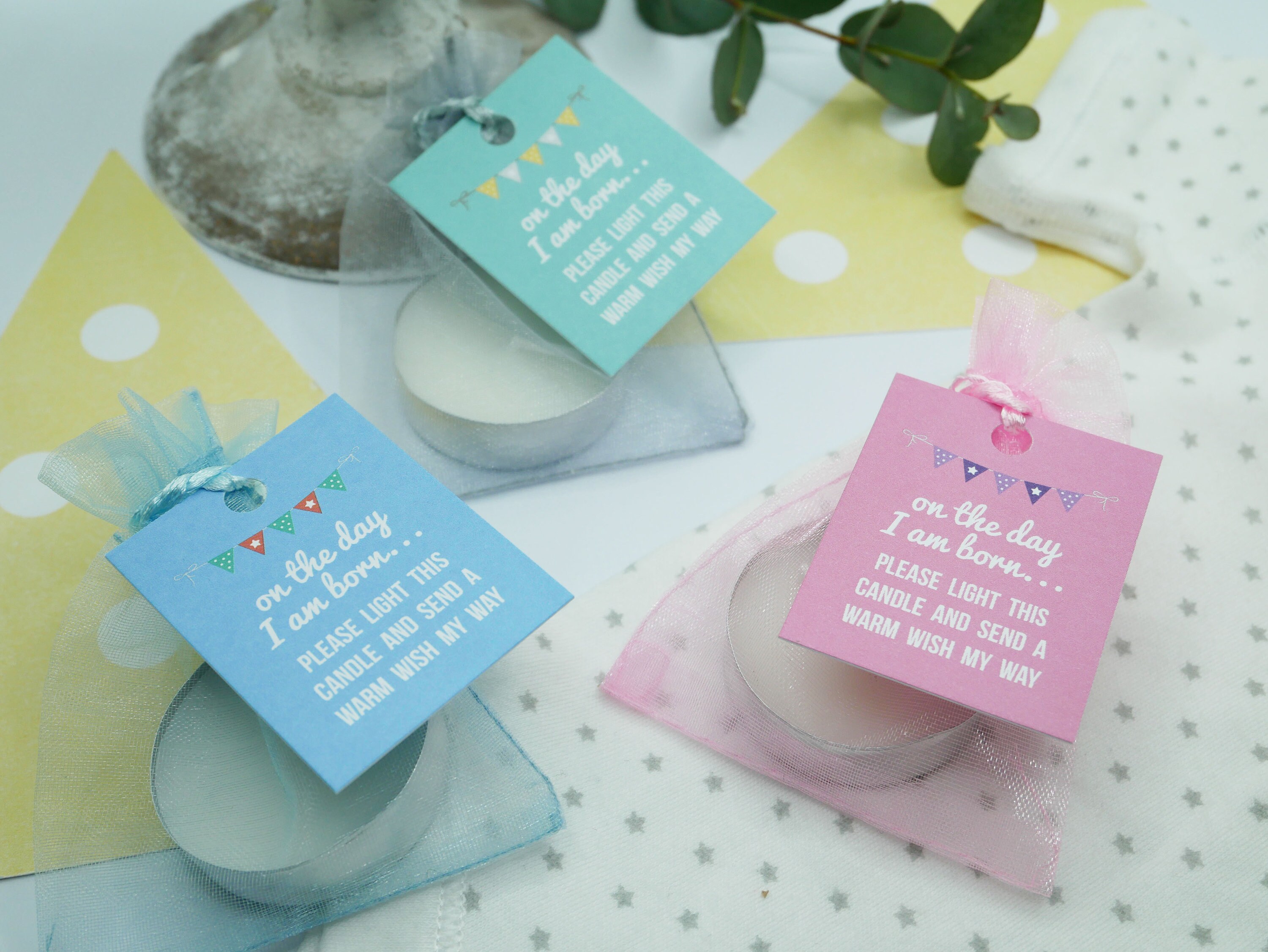 Baby Shower Candle Tags for Favours X5 Etsy UK