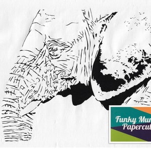 Elephant Nelly Papercutting Template, PDF and JPEG, Commercial Use