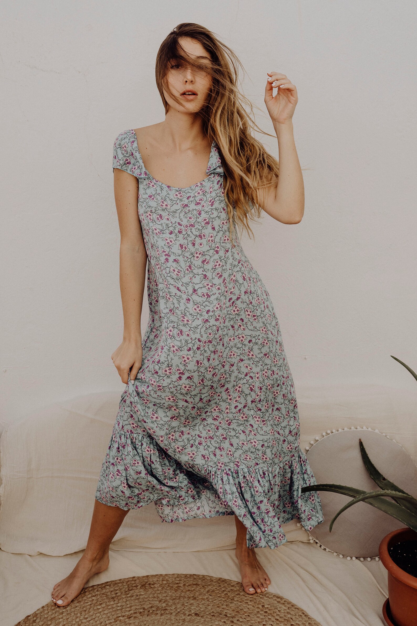 Romantic boho dress Summer dress Romantic floral dress Etsy