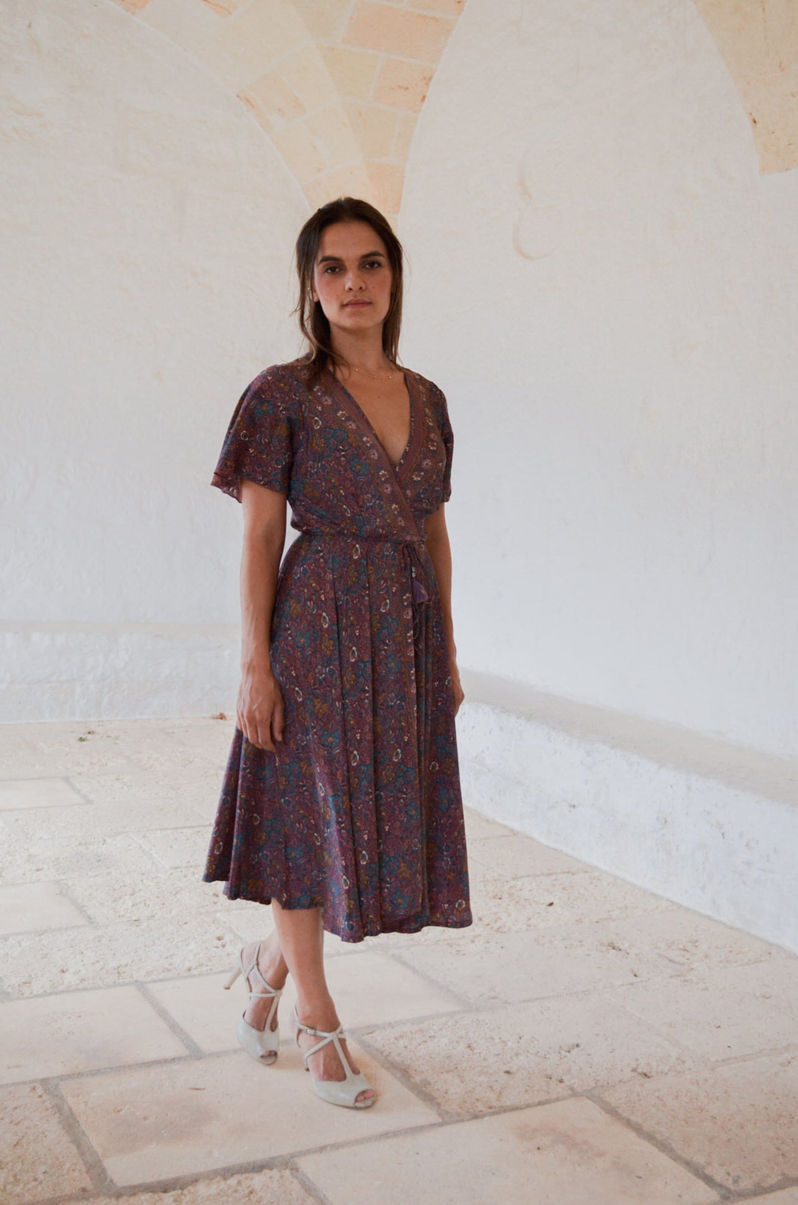 Sleeveless wrap-around short dress