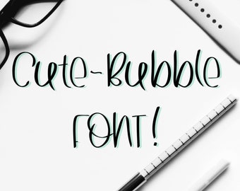 Cute Bubble Font, Hand Lettered Font, Monoline Font, Planner Font, Free Practice Sheets