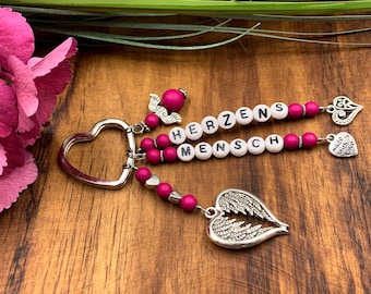Keychain heart person - beads acrylic berry - gift love favorite person friendship - customizable - gemstones possible