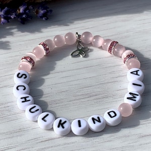 Bracciale Unicorno Portafortuna Per Inizio Scuola - Con Cartolina Incoraggiante - Regalo Per Bambine - Elastico Regolabile Rosa