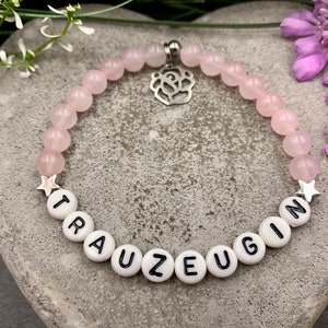 Bracelet rose quartz maid of honor stars real platinum plated - pearl bracelet bridesmaid mother of the bride team bride - desired gemstone personalizable