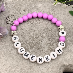 Pulsera flor niño orquídea - cuentas acrílicas 6 mm - regalo flor niña flor niño - niños y boda - color deseado - personalizable