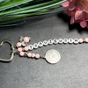 Keyring Maid of Honor Pink Acrylic - Gift Question Maid of Honor Bridesmaid Team Bride JGA - many - gemstones possible