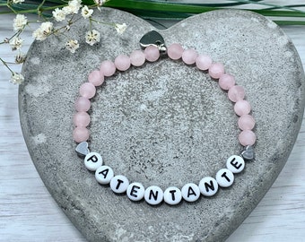 Bracelet Godmother Rose Quartz - Gift Godmother Baptism Keepsake Baptism Baptism Gift Pearl Bracelet Sponsorship - customizable