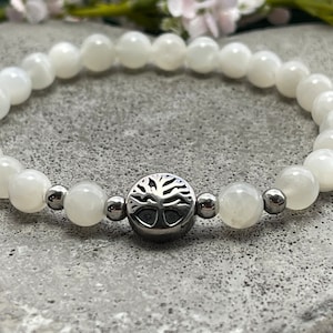 Bracelet Moonstone Tree of Life Stainless Steel Silver or Gold - Pearl Bracelet for Sensitivity Fertility Femininity - Spiritual Jewelry