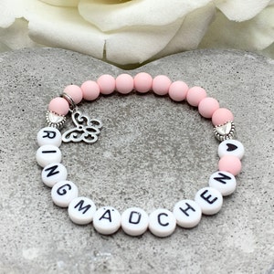 Pulsera anillo niña acrílico rosa - anillo de regalo niña anillo niño flor niña vela niño niños y boda muchos colores personalizables