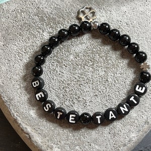 Bracelet black tourmaline Best Aunt - Gift sponsorship godmother baptism gift - Will you be my godmother - personalizable