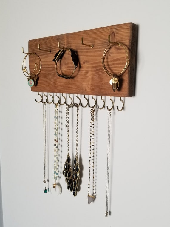 Wooden Jewelry Hanger Necklace Organizer Bracelet - Wooden Jewelry Holder Wall Wooden Jewelry Hanger Necklace Organizer Bracelet - Wooden Jewelry Holder Wall
