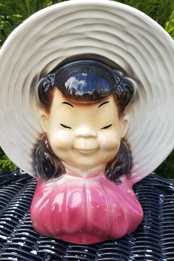 Royal Copley Asian Girl 1950 Ceramics Vintage Planter Mid Century