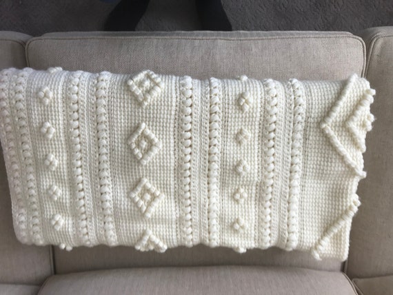 Baby Afghan Hand Made Crib Blanket Coach Blanket - image 8