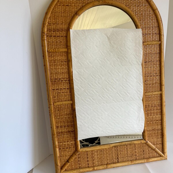 Vintage rattan wall mirror