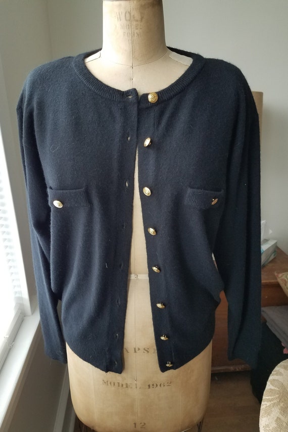 Vintage Cardigan Sweater 1980 Milallno  Nautical L