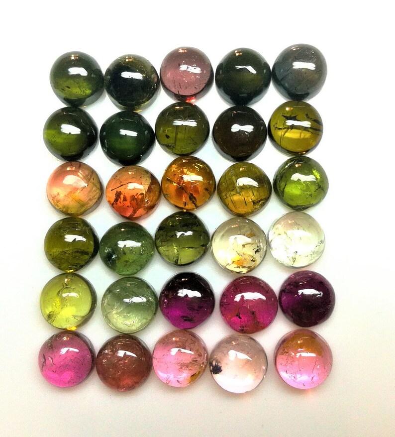 6 M.M.Round Natural Multi Tourmaline Cabochon AAA+ Quality Loose Gems Stone 30 Pieces 32.45 Carat Approx