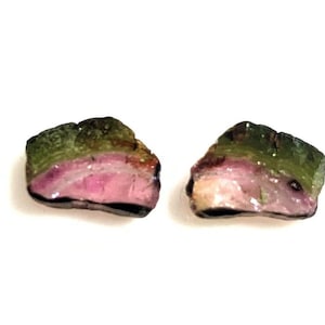 AAA++ Watermelon Tourmaline Slice: Loose Gemstone Pair