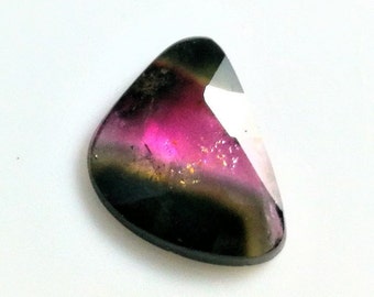 AAA++ Watermelon Tourmaline Slice: Faceted Rosecut Loose Gem