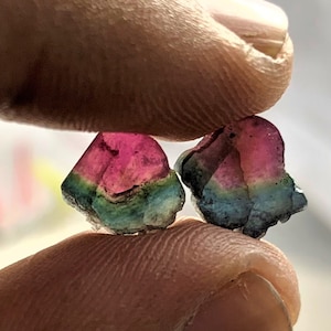 AAA++ Watermelon Tourmaline Slice: Loose Gemstone Pair