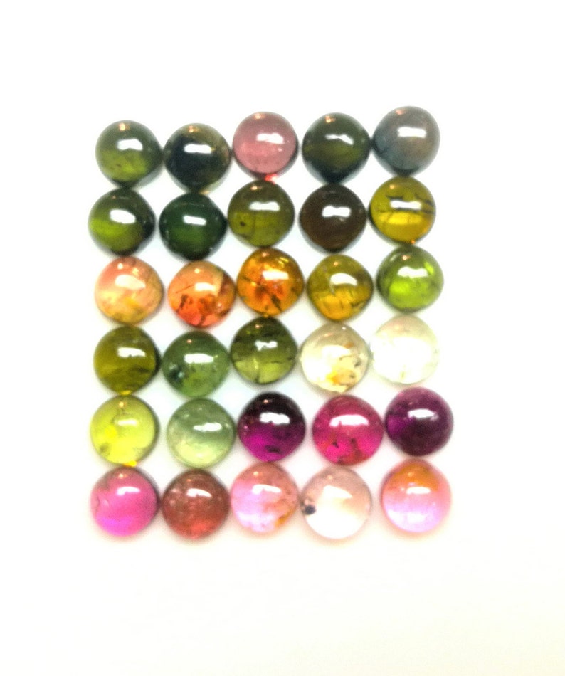 6 M.M.Round Natural Multi Tourmaline Cabochon AAA+ Quality Loose Gems Stone 30 Pieces 32.45 Carat Approx