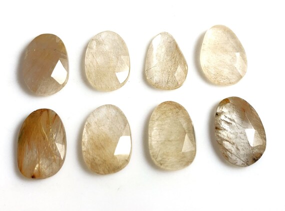 Cooper Rutile Rosecut Gemstone Slices: AAA Grade Jewelry Stones (8 Piece)