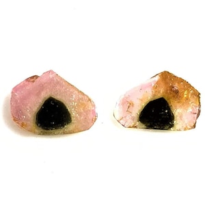 AAA++ Watermelon Tourmaline Slice: Loose Gemstone Pair