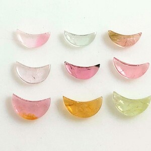 2X5.50 To 3X6.50 M.M. Natural Watermelon Tourmaline Gemstone Carving For Jewelry October Birthstone Hand Carved Moon 9 Pieces 1.85 Carat