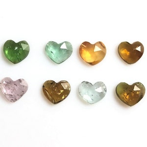 AAA Watermelon Tourmaline Heart: Rosecut Loose Gemstones, 3.30 Carat (8 Pieces)