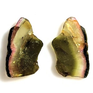 AAA++ Watermelon Tourmaline Slice: Loose Gemstone Pair