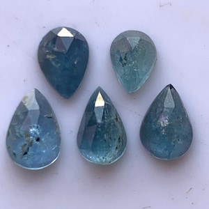 AAA++ Aquamarine Pear Rosecut Loose Gemstones: 7.85 Carat, 5 Pieces