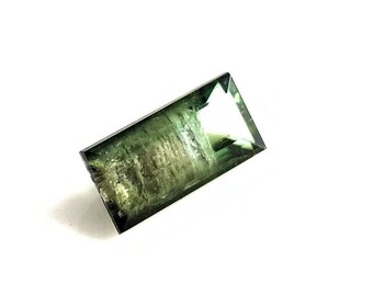 Blue Green Tourmaline Baguette: Faceted Gemstone, 1.65 Carat