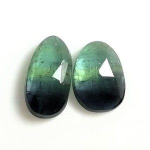 Natural Blue Bio Tourmaline Faceted Rosecut Slice, Jewelry, Ring, Earring, AAA++ Quality Loose Gems Stone 3 Lots Options