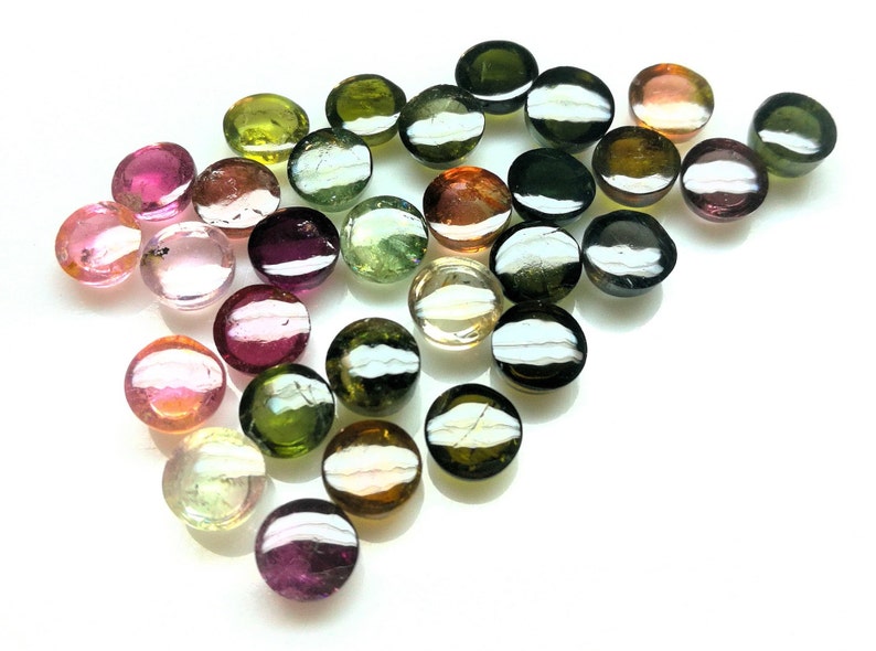 6 M.M.Round Natural Multi Tourmaline Cabochon AAA+ Quality Loose Gems Stone 30 Pieces 32.45 Carat Approx