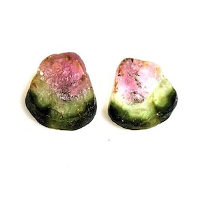 AAA++ Watermelon Tourmaline Slice: Loose Gemstone Pair