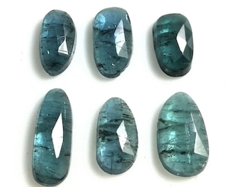 AAA++ Blue Bio Tourmaline Faceted Rosecut Slices: Loose Gem Stones