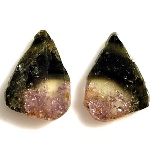 AAA++ Watermelon Tourmaline Slice: Loose Gemstone Pair