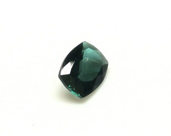 Blue Green Tourmaline: 1.70 Carat Faceted Cushion Cut Gemstone