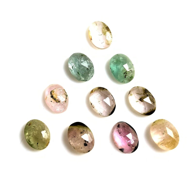 6X8 M.M. Natural Watermelon Multi Tourmaline Faceted Oval Shape Rosecut  Slice AAA++ Quality Loose Gem Stone 9 Piece 11.40 Carat - Craft Supplies &  Tools