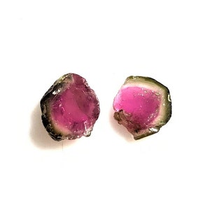 AAA++ Watermelon Tourmaline Slice: Loose Gemstone Pair