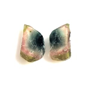 AAA++ Watermelon Tourmaline Slice: Loose Gemstone Pair for Jewelry