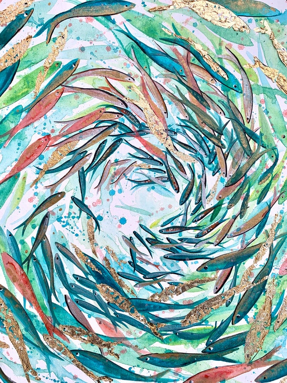Multi-Color Paint Swirl III On Canvas Print