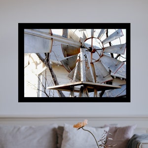 Rustikaler Bauernhof Windmühle Fotografie Druck, Land Kleinstadt Foto, Bauernhaus Dekor, Nebraska Fotografie, Digital Instant Wand Kunst