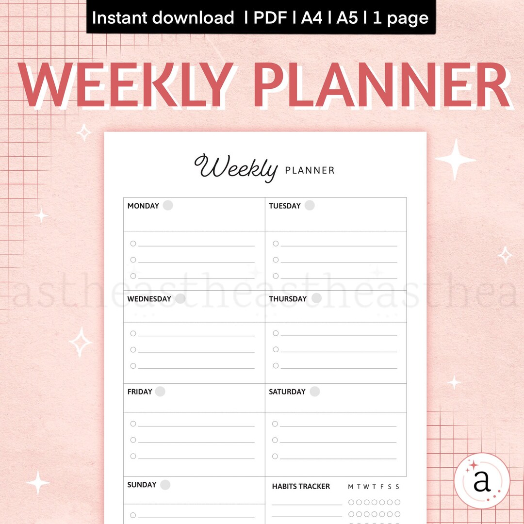 Weekly Planner, to Do List, PDF Printable, Week Planner, Priorities ...