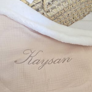 Personalized lightweight baby blanket or fleece blanket in COTTON GAUZE.