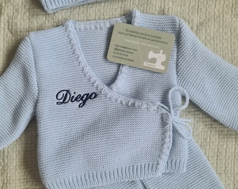 Ensemble Bébé En Maille Personnalisé Au Prénom De Bébé