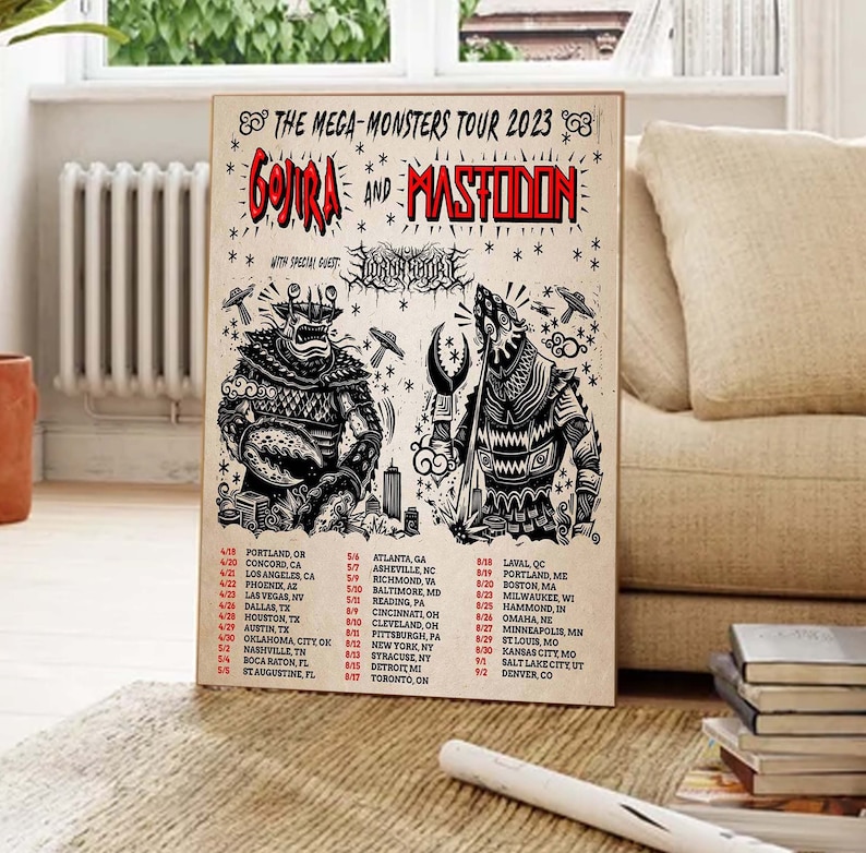 Gojira and Mastodon Tour 2025 Poster Etsy