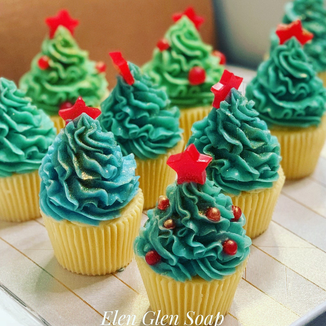 Christmas, Christmas Soap, Christmas Gift, Cupcake Soap, Christmas Tree