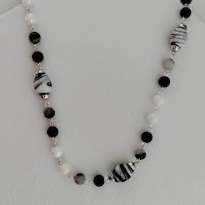 Agate and Glass Rosary style Necklace