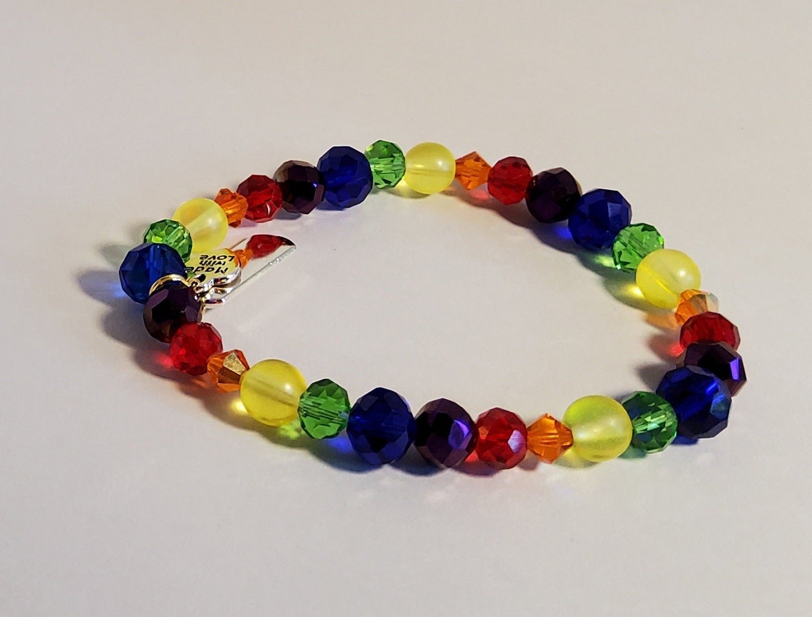 Rainbow Faceted Crystal Beaded Pride Bracelet - Etsy