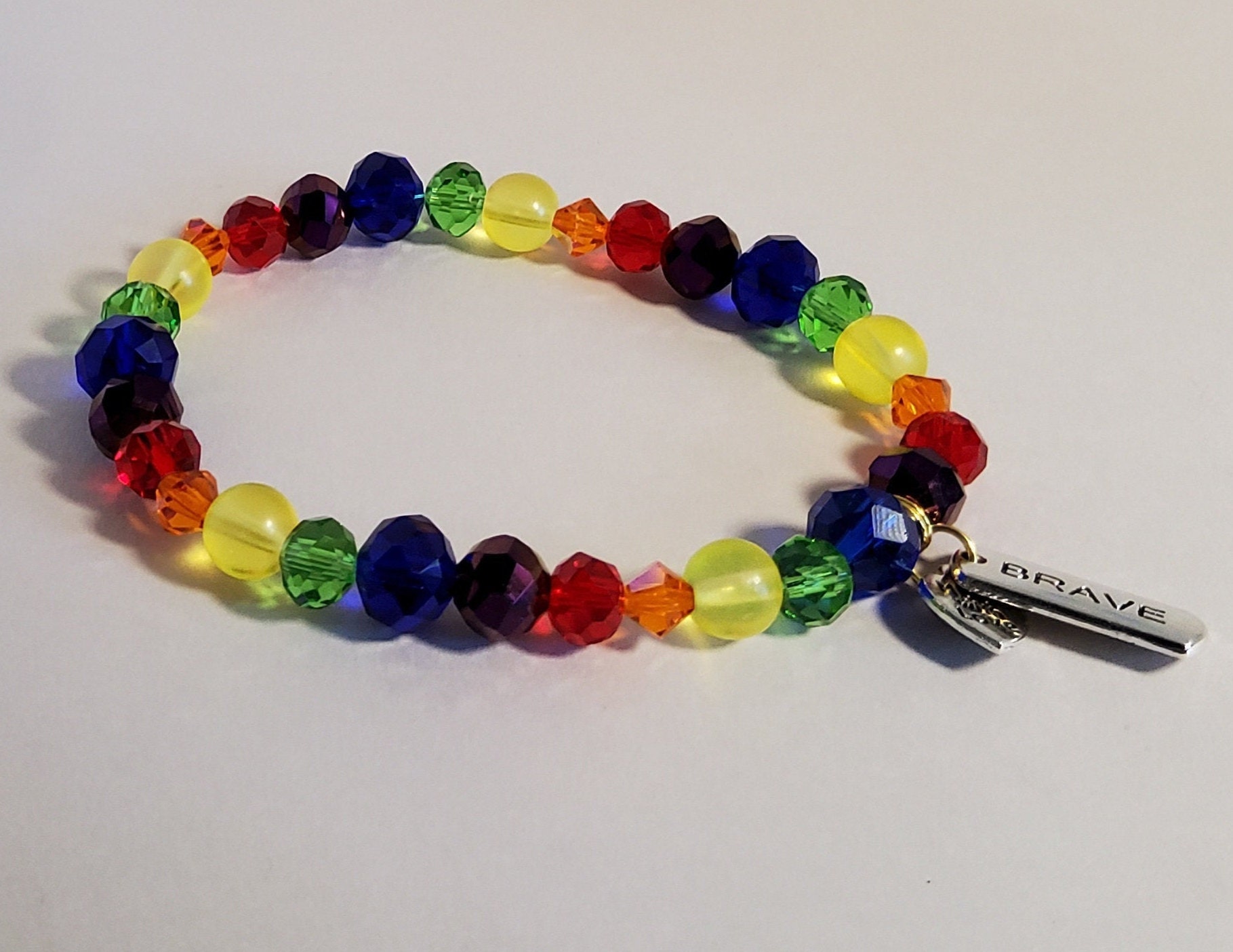 Rainbow Faceted Crystal Beaded Pride Bracelet - Etsy